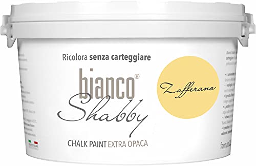 bianco Shabby® Zafferano Kreidefarbe Wasserbasis für Alle Oberflächen einfach zu verarbeiten ohne schlechten Geruch - Chalk Paint Extra Matt (2,5 Liters) von bianco Shabby