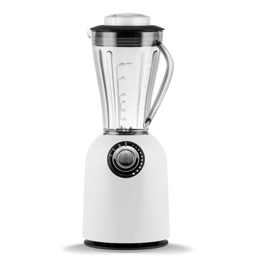 bianco di puro Hochleistungsmixer Attivo bis 24.500 U/Min Smoothie Maker inkl. Sport-To-Go Mixbecher, 3 Mixprogramme, 10 Mixstufen, 6 Edelstahlklingen, Stopfer, 1L Tritan-Kunststoff, BPA-frei (Weiss) von bianco di puro