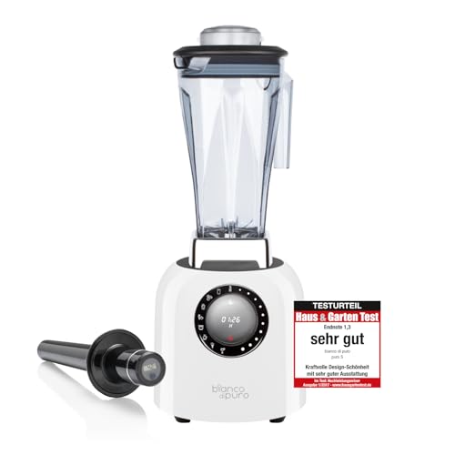 bianco di puro® Hochleistungsmixer Puro S Smoothie Maker 8 Mixprogramme 2 Liter Mixbehälter BPA-frei - Weiss von bianco di puro
