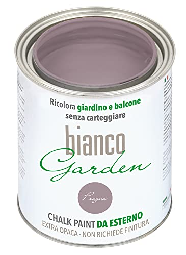 Bianco Shabby® Extra Beständige Kreidefarbe für den Außenbereich - 1 Liter "PRUGNA" Farbe auch für Holz und Möbel - Chalk Paint Outdoor Wandfarbe für Haus und Garten von bianco Shabby