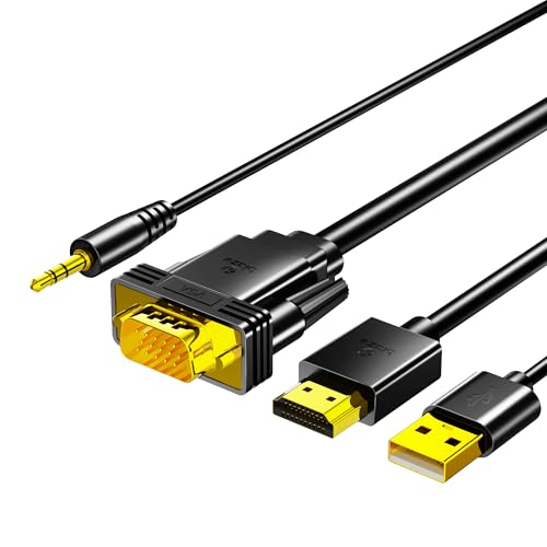 biaze ZH51 VGA auf HDMI Adapter mit Audio, 1080P@60HZ Adapter mit Stromversorgung über USB, VGA-Stecker-auf-HDMI Buchse Konverter für Monitor PC Ausgangsquelle zu TV/Monitor von biaze