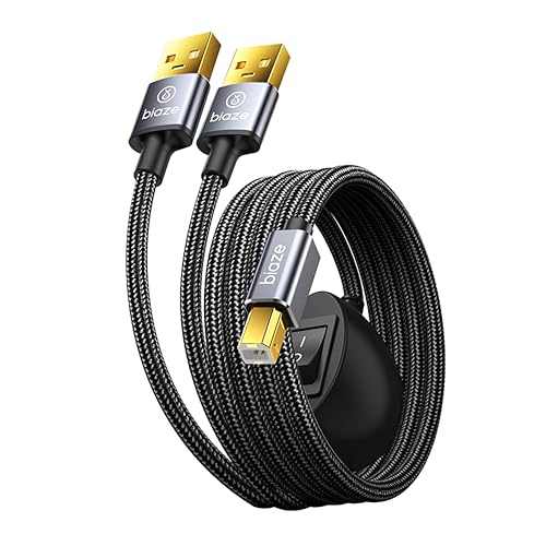 biaze ZH281 Druckerkabel-Splitter 2 in 1 Out, USB 2.0 Sharing Switch für zwei Computer zu einem USB-Gerät, 3,5 m USB A auf B Datenkabel für Drucker, Scanner, Tastatur, Maus, Plug and Play von biaze