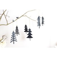 6-Er Set Weihnachtsanhänger, Tannenbäume in Verschiedenen Größen, Weihnachtsbaumschmuck, Weihnachtsbaumkugeln von bibdecofieber