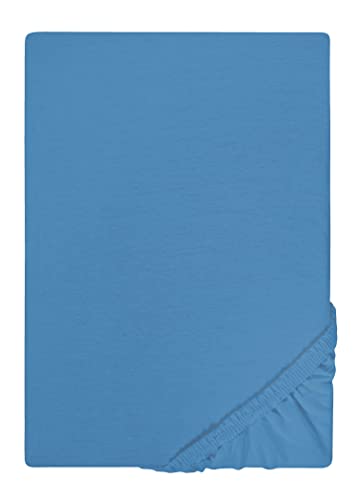 biberna Jersey-Spannbetttuch 0077155 azurblau 1x 180x200 cm - 200x200 cm von biberna