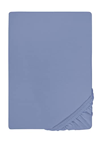 biberna Jersey-Elastic-Spannbetttuch 0077866 (Matratzenhöhe max. 25 cm) 1x 120x200 cm - 130x220 cm, blau von biberna