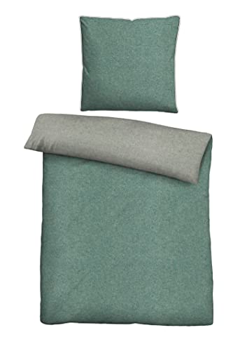 biberna 0840500 Wende-Bettwäsche Garnitur mit Kopfkissenbezug Melange-Flanell 1x 135x200 cm + 1x 80x80 cm, fichte biberna 0840500 Wende-Bettwäsche Garnitur mit Kopfkissenbezug Melange-Flanell 1x 135x200 cm + 1x 80x80 cm, fichte von biberna