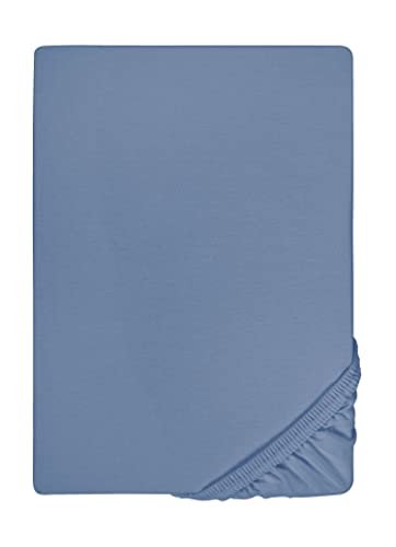 biberna 0077144 Spannbetttuch Feinjersey (Matratzenhöhe max. 22 cm), gekämmte Baumwolle, superweich 1x 90x190 cm > 100x200 cm blau von biberna