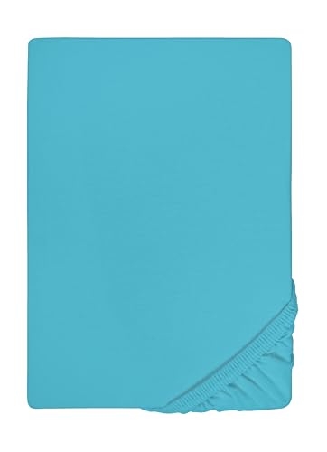 biberna Jersey-Elastic-Spannbetttuch 0077866 (Matratzenhöhe max. 25 cm) 1x 120x200 cm - 130x220 cm, türkis von biberna