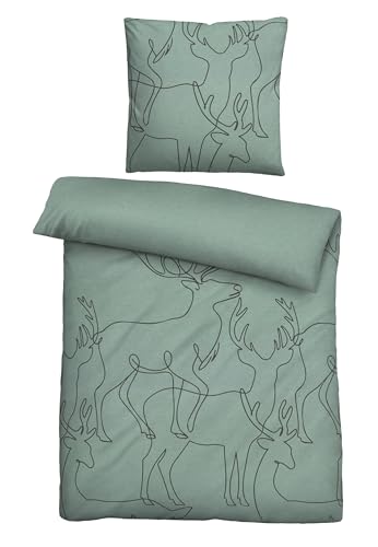 biberna Melange-Flanell Bettwäsche 0840517 Hirsch von biberna