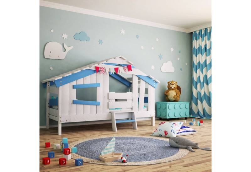 bibex Kinderbett APART CHALET Kinderbett, Jugendbett, Spielbett, himmel-blau von bibex