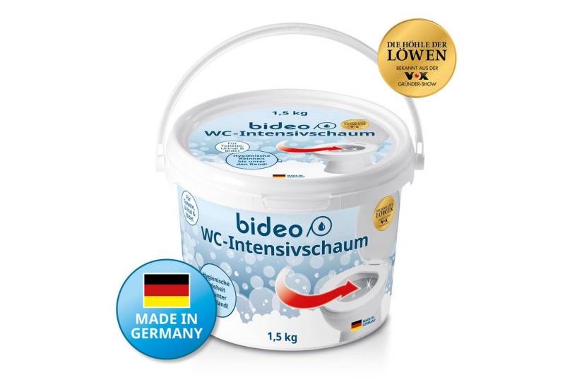 bideo WC-Intensivschaum 1,5 kg, Kraftschaum bis unter den Rand, WC-Reiniger (Löst zuverlässig Kalkablagerungen und Urinstein) von bideo