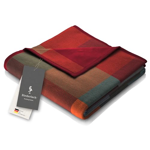 biederlack® Flauschige Kuscheldecke Pure Cotton Karo I Made in Germany I Öko-Tex Made in Green I bunt Karierte Wohndecke aus 100% Baumwolle I Couch-Decke 150x200 cm I nachhaltig produziert von biederlack