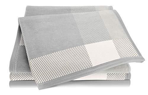 biederlack® Kuscheldecke aus Baumwolle und Polyarcyl I Made in Germany I Öko-Tex Zertifiziert I weiche Wohndecke Check Creme-grau kariert I leichte Couch-Decke I Sofa-Decke in 150x200 cm von biederlack