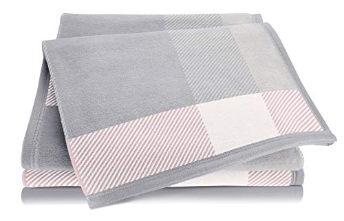 biederlack® Kuscheldecke aus Baumwolle und Polyacryl I Made in Germany I Öko-Tex Zertifiziert I weiche Wohndecke Check rosa-grau kariert I leichte Couch-Decke I Sofa-Decke in 150x200 cm von biederlack