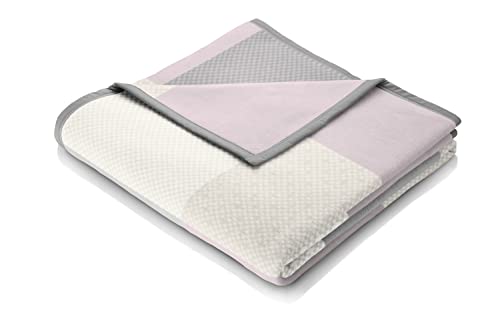 biederlack® samt-weiche Kuscheldecke aus Baumwollmischgewebe I Made in Germany I Öko-Tex I nachhaltig produzierte Tagesdecke I rosa Karierte Wohndecke Pastell Karo I Sofa-Decke in 150x200cm von biederlack