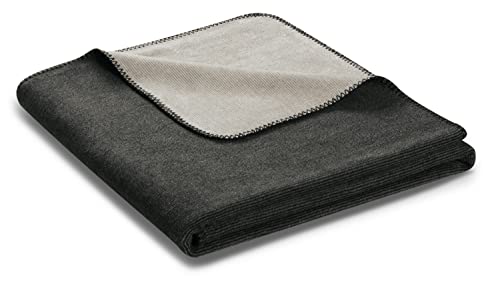 biederlack® samtig-weiche Kuscheldecke aus Baumwollmischgewebe I Made in Germany I Öko-Tex I nachhaltig produziert I Wohndecke Double Optic in anthrazit-Silber I Sofa-Decke in 150x200 cm von biederlack