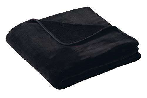 biederlack Pure Soft Black Überwurf, Fleece, Schwarz, 180 x 220 cm von biederlack