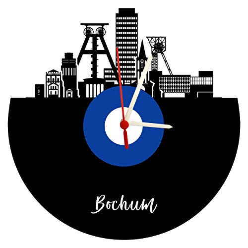 Wanduhr Bochum Skyline blau-weiß, hochwertige Acrylglas Uhr mit lautlosem Quarzwerk, 3mm Stärke Wanduhr Bochum Skyline blau-weiß, hochwertige Acrylglas Uhr mit lautlosem Quarzwerk, 3mm Stärke von bigcopy e.K.