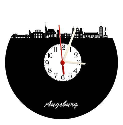 bigcopy e.K. Wanduhr Augsburg Skyline mit Ziffernblatt, hochwertige Acrylglasuhr Wanduhr mit Quarzwerk von bigcopy e.K.