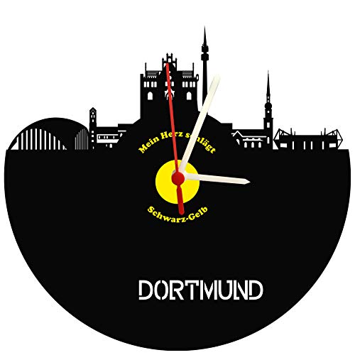 bigcopy e.K. Wanduhr Dortmund Skyline schwarz-gelb hochwertige Acrylglas Uhr mit lautlosem Quarzwerk, 3mm Stärke von bigcopy e.K.
