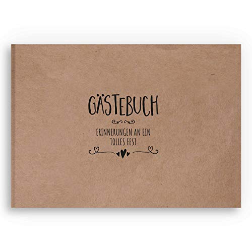 bigdaygraphix Gästebuch Hochzeit Hochzeitsbuch mit Fragen A4 quer Kraftpapier Vintage schwarz von bigdaygraphix