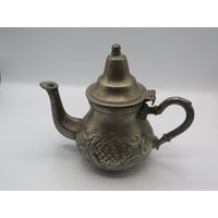 Antik Sartic Sa Silber Ton Handarbeit Jugendstil Marokko Teekanne, Schöner Zustand Insgesamt, Kleine Gebrauchsspuren von bigetsyvintagestore