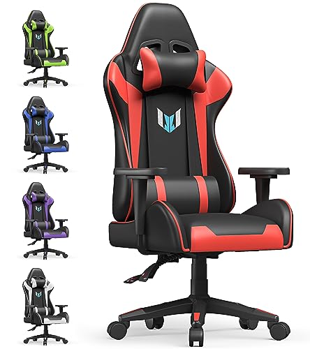 bigzzia Gaming Stuhl Computerstuhl Ergonomisch - Gamer Stühle mit Lendenkissen + Kopfstütze Höhenverstellbar Gaming Chair für Mädchen Junge Erwachsene, Rot von bigzzia