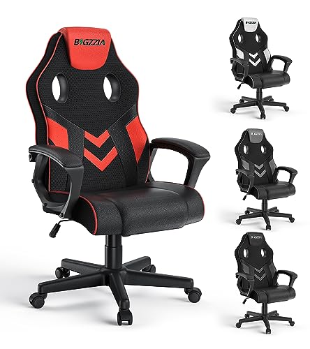 bigzzia Gaming Stuhl Computerstuhl Ergonomisch - Gamer Stuhl Bürostuhl mit Höhenverstellung Wippfunktion Feste Armlehne für Erwachsene Junge Mädchen, Rot von bigzzia