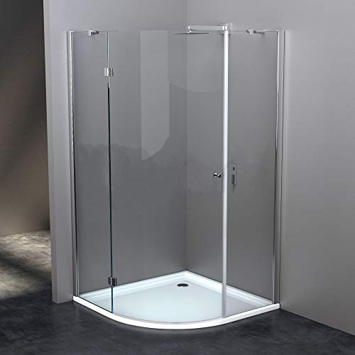 BIJON Duschkabine 80x80 Rund - Runddusche Viertelkreis Eckeinstieg, 8mm ESG, Duschabtrennung, Nano - Größe: 80 x 80 cm, Höhe: 190 cm von bijon
