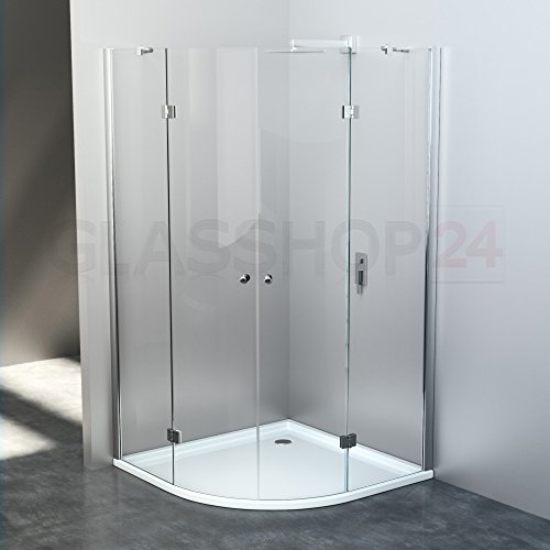 BIJON Duschkabine 90x90 cm Rund - Runddusche Viertelkreis Eckeinstieg, 8mm ESG, Duschabtrennung, Nano - Größe: 90 x 90 cm, Höhe: 190 cm | SR-008 von bijon