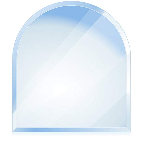 BIJON Funkenschutz-Platte mit Facettenschliff, Glasplatte Kaminofen, Kaminschutz mit ESG Sicherheitsglas, Kamin Glasplatte, Rundbogen 130 x 130 cm, 8mm von bijon