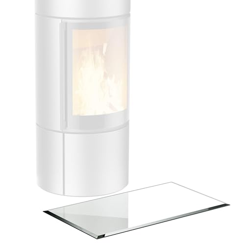 BIJON Glasplatte Rechteck für Kaminofen mit Dichtlippe, Glasbodenplatte - Funkenschutzplatte Glas mit Facettenschliff, Kaminglas Bodenplatte, Stärke 6mm 50x80 cm oder 80x50 cm von bijon