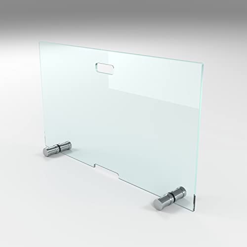 BIJON Kaminschutzgitter aus Spezial-Sicherheitsglas, Hitzeschutz Funkenschuztgitter, Ofenschutzgitter aus echtem ESG-Glas, Kamin Ofen Glas Funkenschutz FIREclassic 70 x 60 cm von bijon