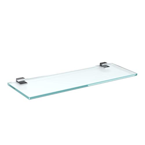 bijon Glasregal Glasablage Wandregal Glas Bad-Regal Glas Badezimmer Regal Badablage Ablageregal - 8mm Hartglas, 40 x 20 cm, Milchglas + Halterung G - Edelstahl Optik von bijon