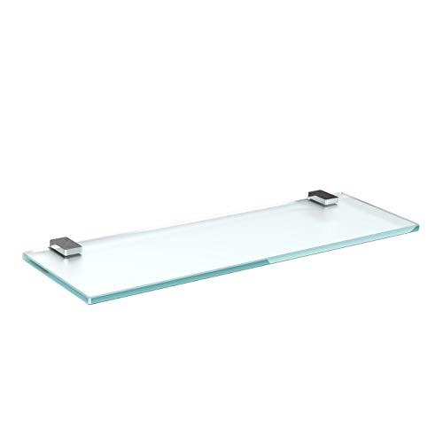 bijon Glasregal Glasablage Wandregal Glas Bad-Regal Glas Badezimmer Regal Badablage Ablageregal - 8mm Hartglas, 70 x 12 cm, Milchglas + Halterung H - Chrom Glanz Optik von bijon