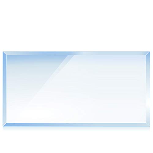 BIJON Funkenschutz-Platte mit Facettenschliff, Glasplatte Kaminofen, Kaminschutz mit ESG Sicherheitsglas, Kamin Glasplatte, Stärke 6mm Rechteck 40x100 cm oder 100x40 cm von bijon