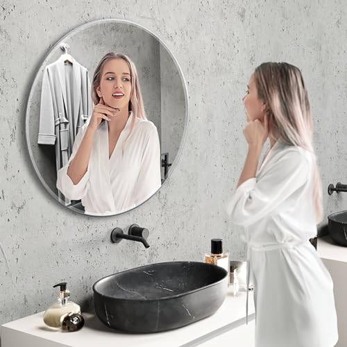 bijon Badezimmer-Spiegel ohne Rahmen mit Facette, Bad-Spiegel Rund mit Befestigungsset, Ø 60 cm von bijon