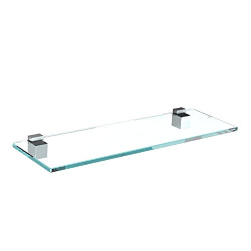 bijon Glasregal Glasablage Wandregal Glas Bad-Regal Glas Badezimmer Regal Badablage Ablageregal - 8mm Hartglas, 30 x 12 cm, Klarglas + Halterung G - Edelstahl Optik von bijon