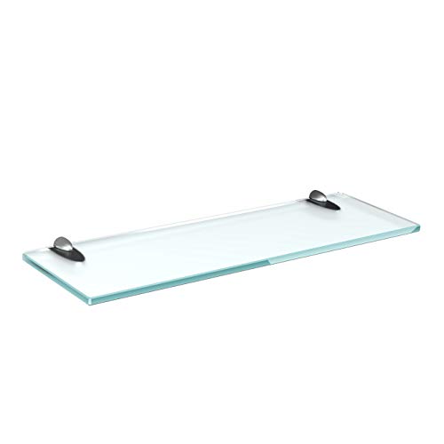 bijon Glasregal Glasablage Wandregal Glas Bad-Regal Glas Badezimmer Regal Badablage Ablageregal - 8mm Hartglas, 30 x 12 cm, Milchglas + Halterung A - Edelstahl Optik von bijon