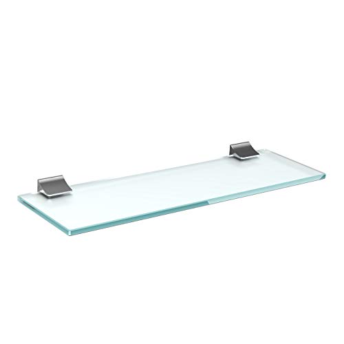 bijon Glasregal Glasablage Wandregal Glas Bad-Regal Glas Badezimmer Regal Badablage Ablageregal - 8mm Hartglas, 30 x 12 cm, Milchglas + Halterung D - Chrom Glanz Optik von bijon