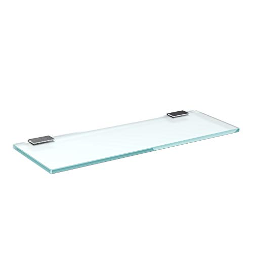 bijon Glasregal Glasablage Wandregal Glas Bad-Regal Glas Badezimmer Regal Badablage Ablageregal - 8mm Hartglas, 30 x 12 cm, Milchglas + Halterung F - Chrom Glanz Optik von bijon