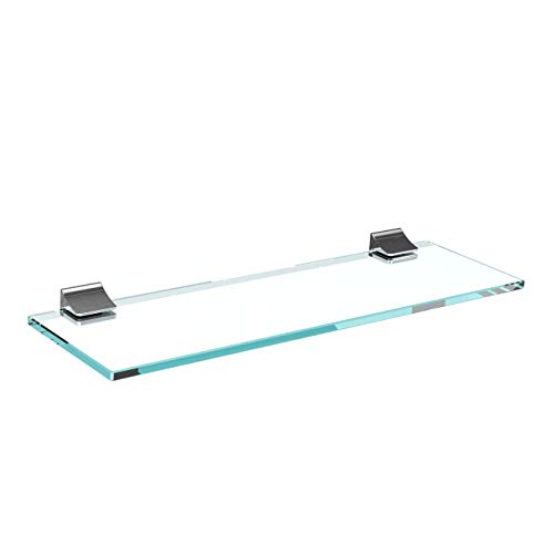 bijon Glasregal Glasablage Wandregal Glas Bad-Regal Glas Badezimmer Regal Badablage Ablageregal - 8mm Hartglas, 40 x 12 cm, Klarglas + Halterung D - Chrom Glanz Optik von bijon
