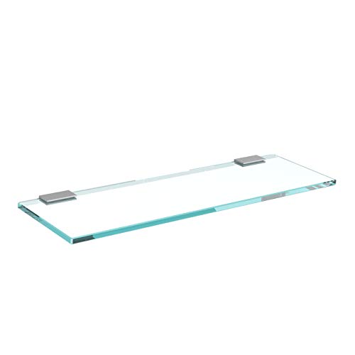 bijon Glasregal Glasablage Wandregal Glas Bad-Regal Glas Badezimmer Regal Badablage Ablageregal - 8mm Hartglas, 40 x 15 cm, Klarglas + Halterung F - Edelstahl Optik von bijon