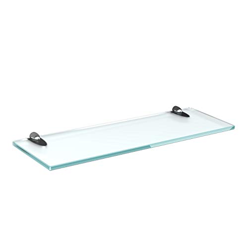 bijon Glasregal Glasablage Wandregal Glas Bad-Regal Glas Badezimmer Regal Badablage Ablageregal - 8mm Hartglas, 80 x 15 cm, Milchglas + Halterung A - Chrom Glanz Optik von bijon
