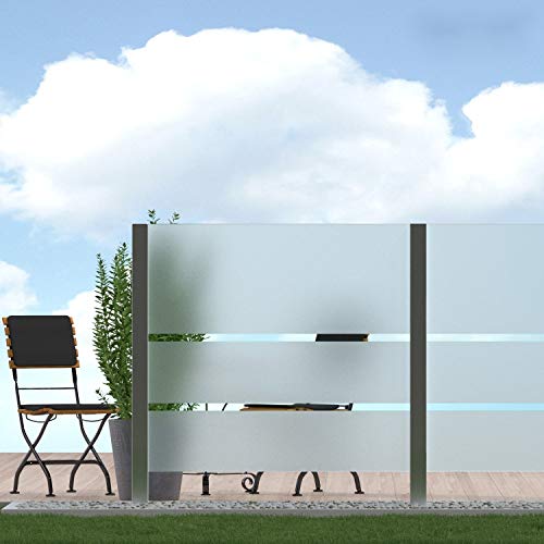 Bijon Sichtschutz Glas Terrassen, Windschutz Glaszaun, Garten, Satiniert in versetzter Anordnung PG7 A | 79x113,5cm von bijon