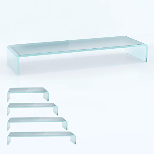 bijon TV Aufsatz Glas Bildschirm-Erhöhung | PC Monitor-Erhöhung, Schreibtisch-Aufsatz für Laptop Erhöhung, Monitor-Erhöhung | (B/T/H) 1100x300x130mm - Satin von bijon