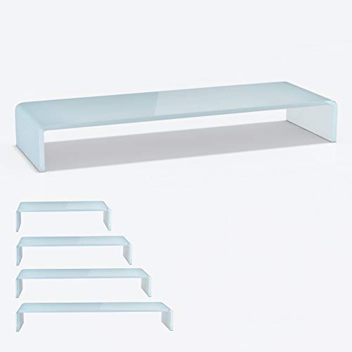 bijon TV Aufsatz Glas Bildschirm-Erhöhung | PC Monitor-Erhöhung, Schreibtisch-Aufsatz für Laptop Erhöhung, Monitor-Erhöhung | (B/T/H) 1100x300x130mm - superweiß von bijon