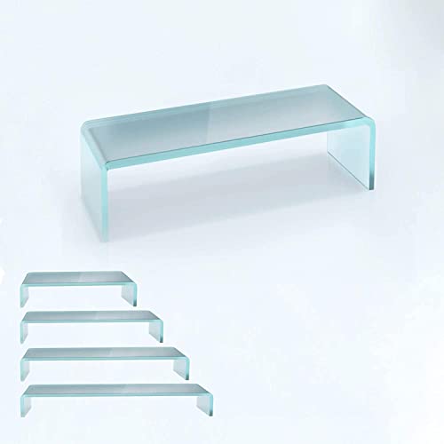 bijon TV Aufsatz Glas Bildschirm-Erhöhung | PC Monitor-Erhöhung, Schreibtisch-Aufsatz für Laptop Erhöhung, Monitor-Erhöhung | (B/T/H) 450x250x110mm - Satin von bijon
