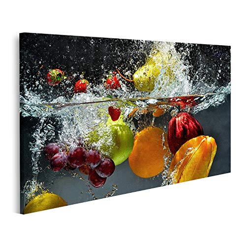 Bild auf Leinwand plätscherndes Frisch Obst im Wasser Bilder Wandbild Poster Leinwandbild von bilderfelix