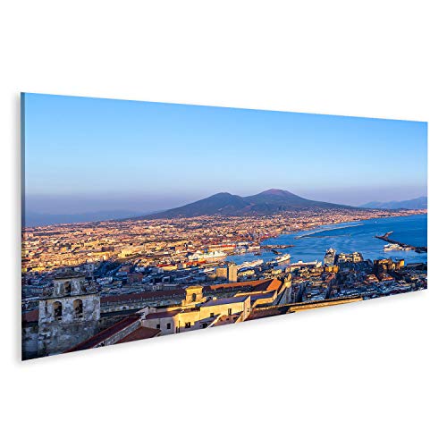 bilderfelix® Bild auf Leinwand Neapel (Neapel) und Vesuv im Hintergrund bei Sonnenuntergang an einem Sommertag Italien Kampanien Wandbild Poster Leinwandbild RUB von bilderfelix
